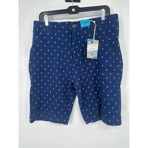 PLUGG Clothing Flex Waist Flat Front Shorts Mens Size 32 Sailboats Nautical 9"